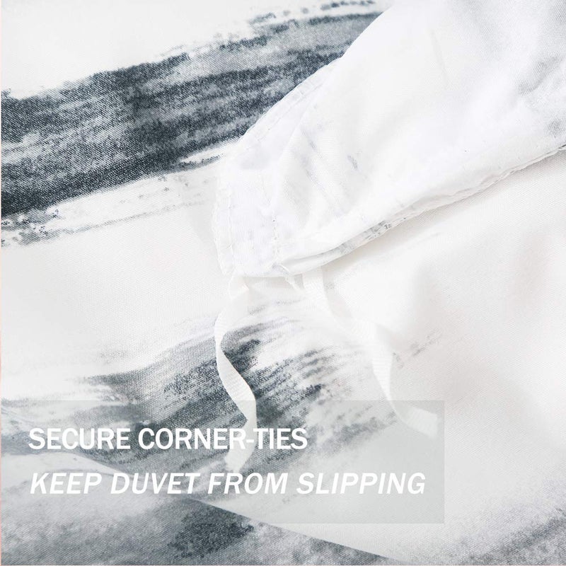 Nanko Art Duvet Cover Set Queen, Black and White 3 Piece - Luxury Microfiber Down Comforter Quilt Cover with Zipper Closure, Ties - Best Modern Style for Men and Women - Image 4